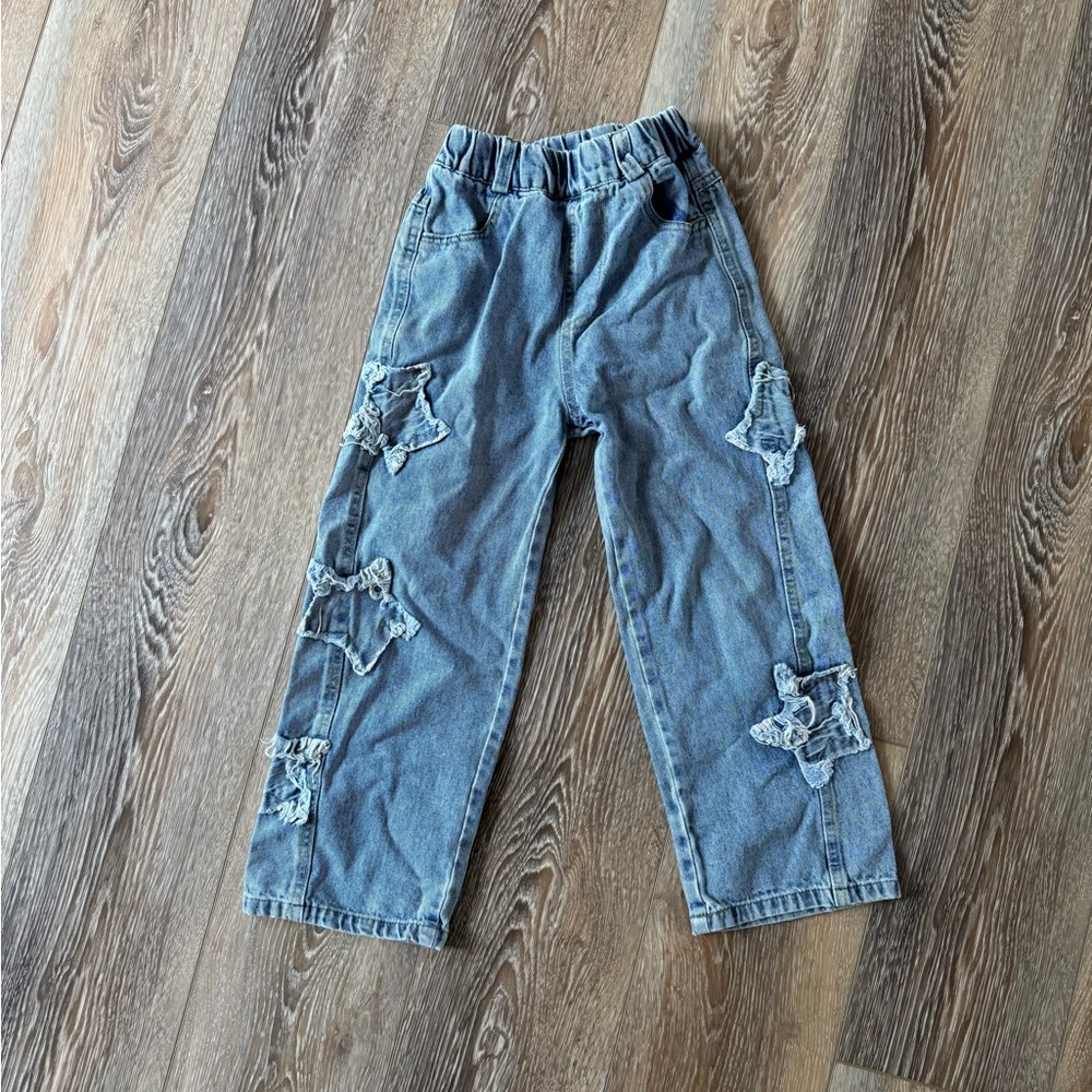 Kids Blue Denim Jeans with Star Patches